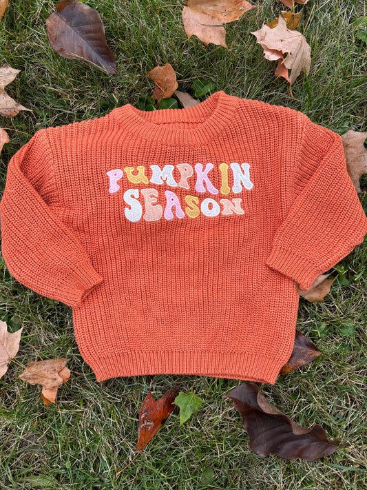 Embroidered Pumpkin Season Oversized Sweater