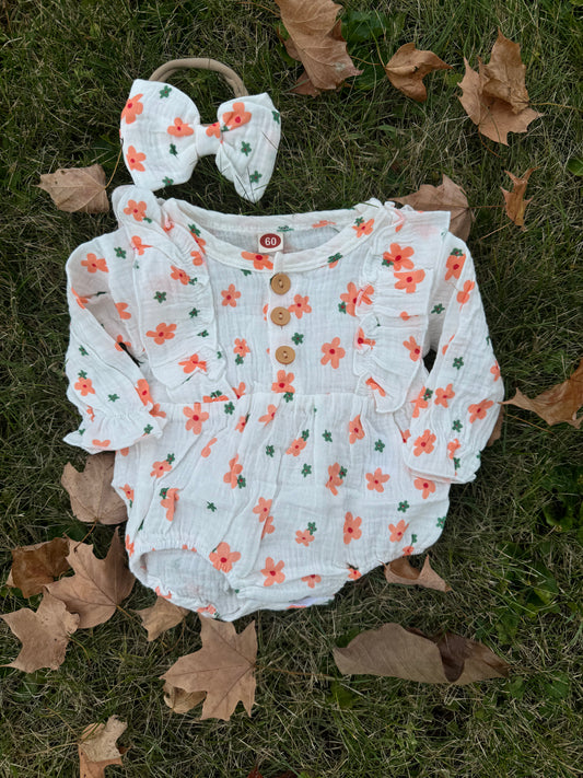 Fall Floral Romper w/ Bow